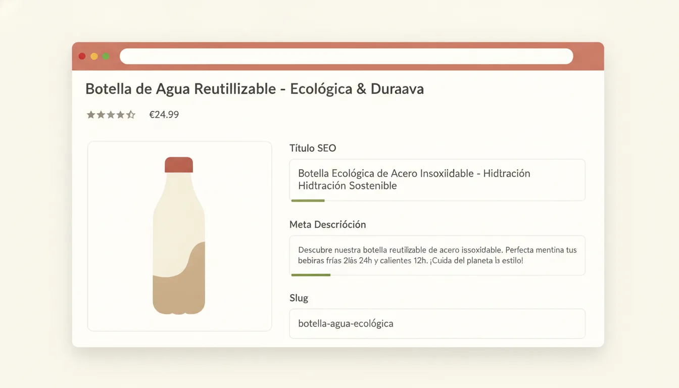 Fitxa de producte WooCommerce amb títol, descripció i metadades SEO optimitzades