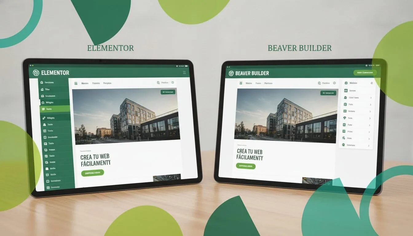 Comparativa visual entre interfaces de Elementor y Beaver Builder WordPress