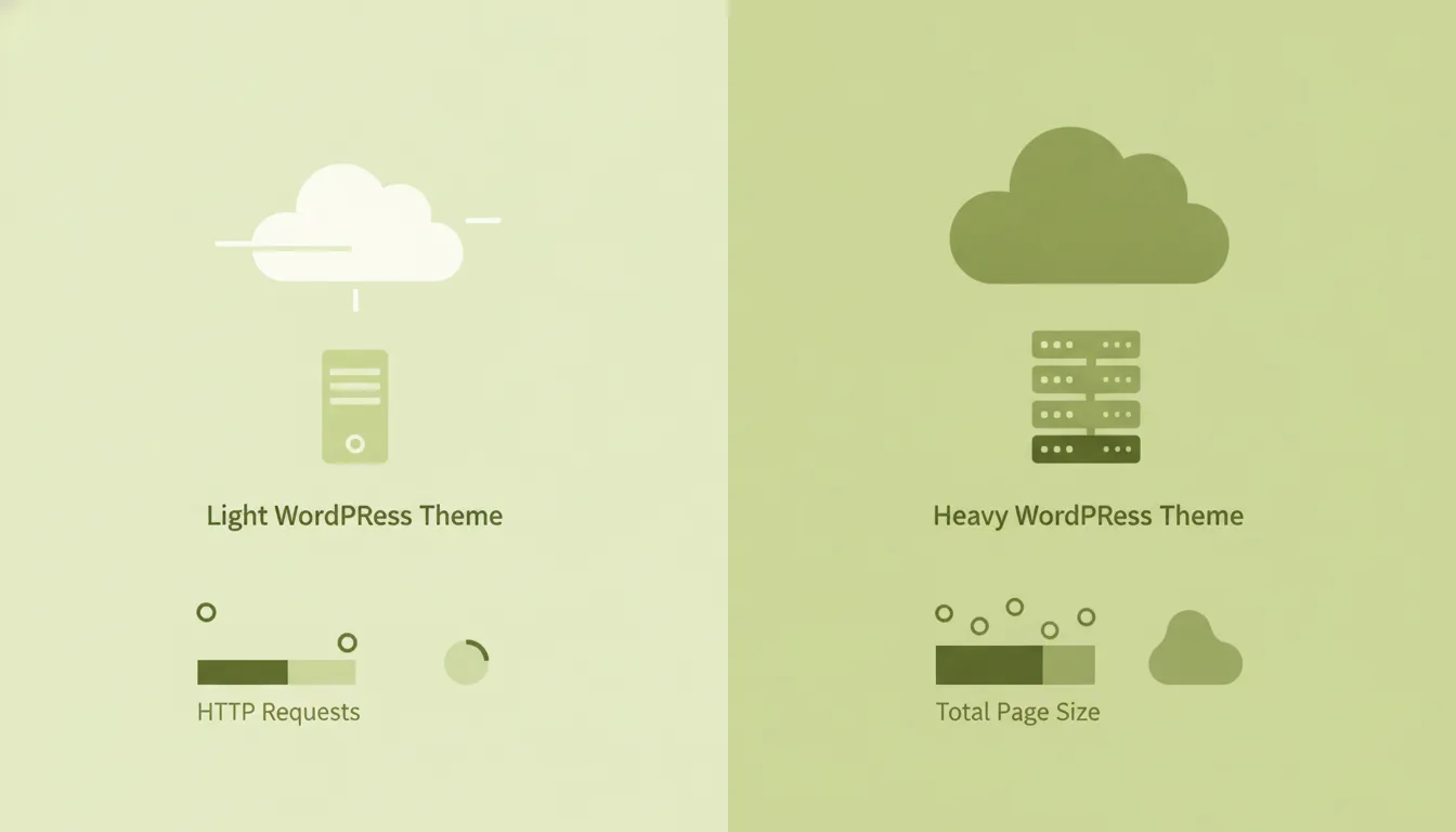 Tema WordPress ligero versus pesado, peticiones HTTP y peso página
