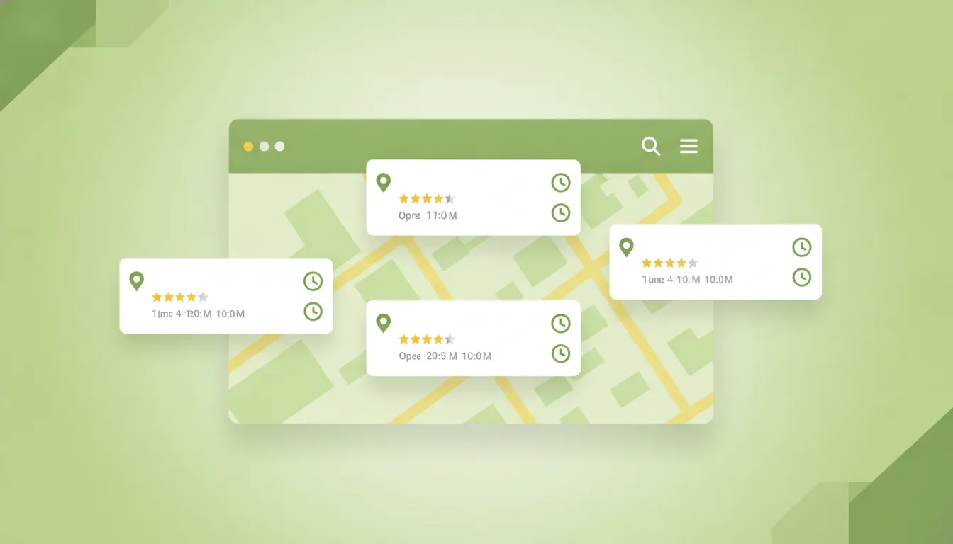 Google Business Profile con fichas de negocios locales en mapa