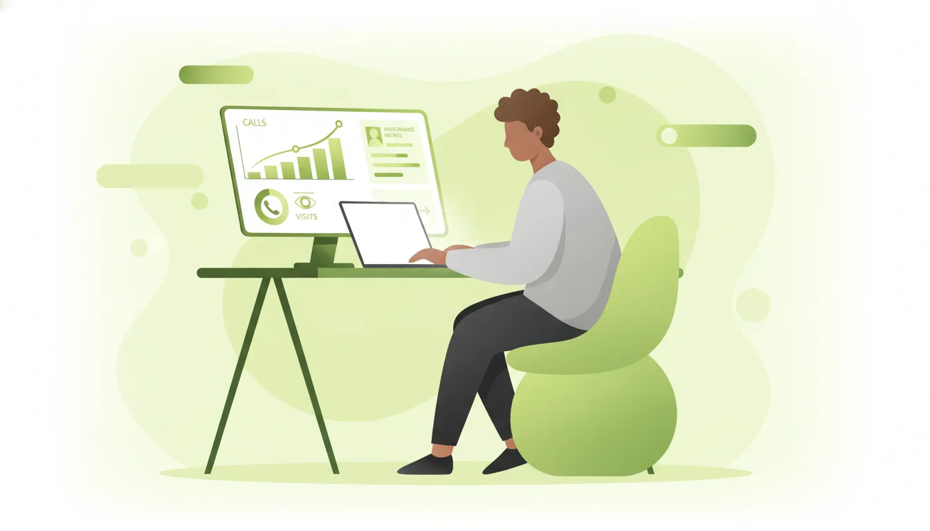 Profesional analiza estadísticas Google Business Profile en portátil